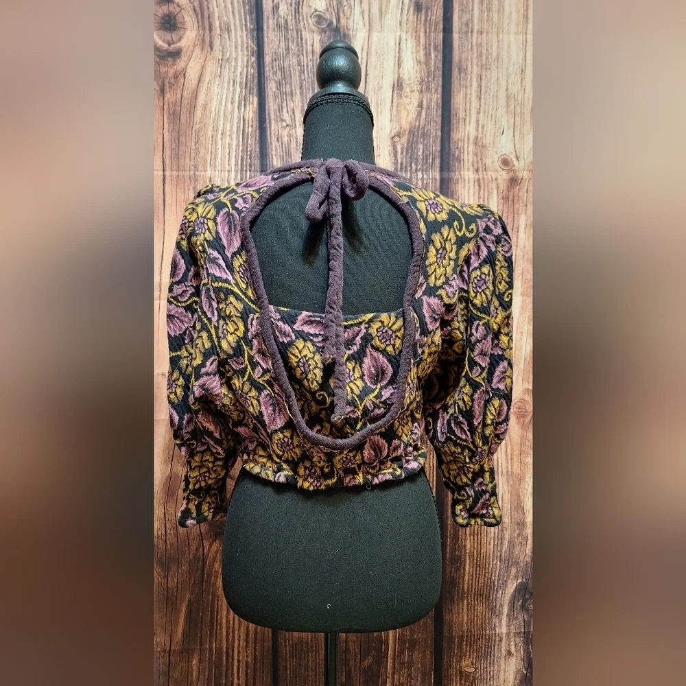 Free People Floral Cropped Womens Embroidered Top Size Xs!